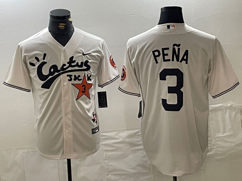 Men Houston Astros #3 Pena Cream Jointly 2024 Nike MLB Jersey style 1